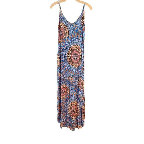 GRECERELLE Sz S NWT Blue Orange BALI Casual Maxi Beach Cover Up Relaxed Dress - Picture 3 of 13
